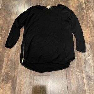 Michael Kors Black Sweatshirt with Gold Zipper Accents